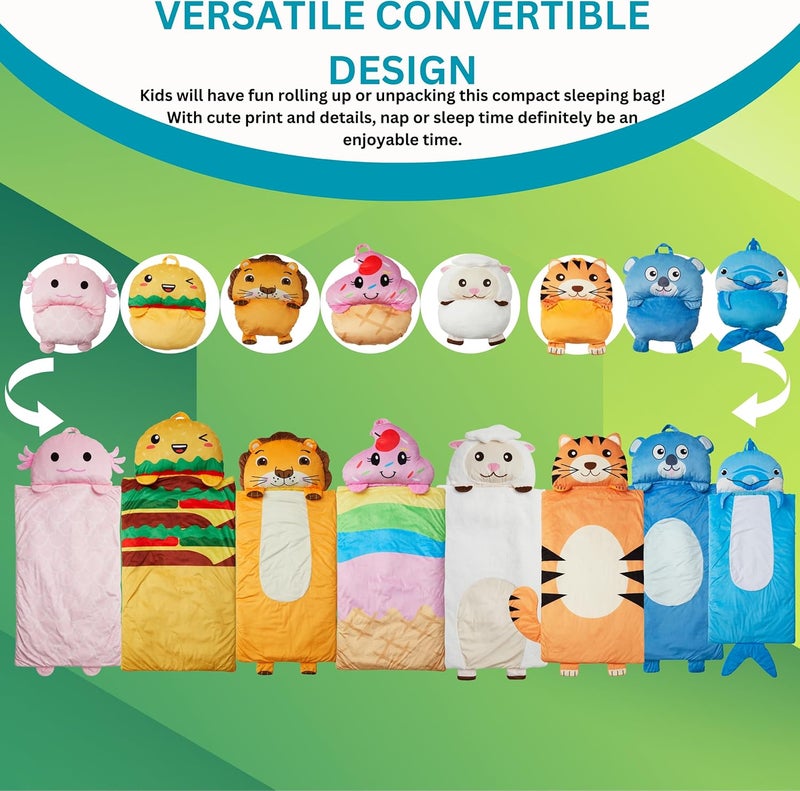 Unicorns & Robots Kid's Nap Buddies Character Preschool Nap Mat, Toddler Sleeping Bag with Pillow for Daycare, Ages 3+ - Image 5